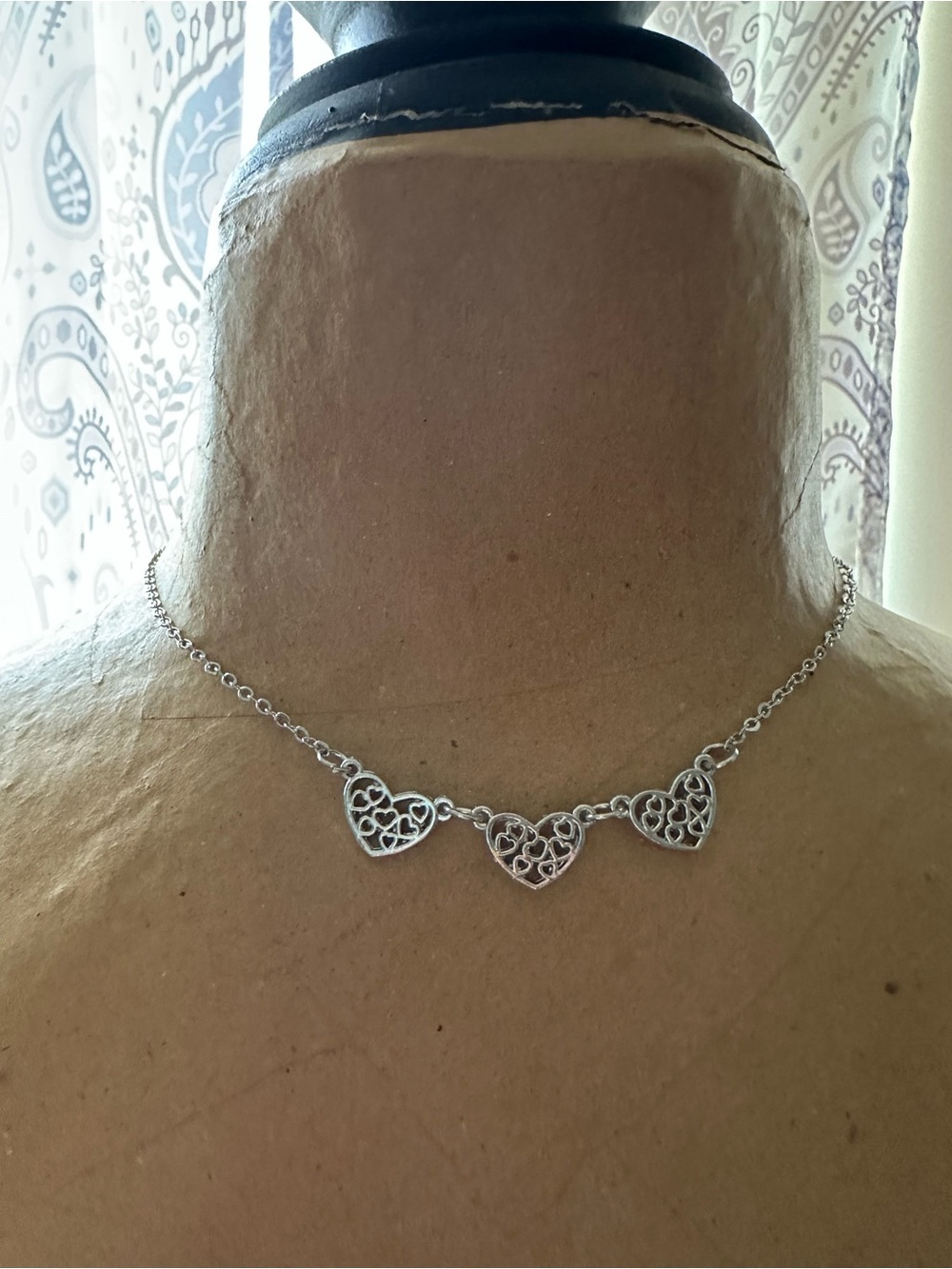 Silver Triple Filigree Heart Necklace - Women Jewelry